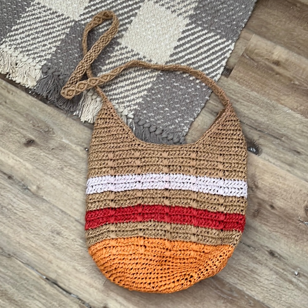 Striped Straw Shoulder Handbag, Universal Thread